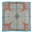 Scarf - 100% Silk - 92x92cm- Paisley Filigree Mint &amp; Turquoise
