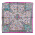 Eșarfă - 100% Mătase - 92x92 - paisley-turcoaz-fucsia