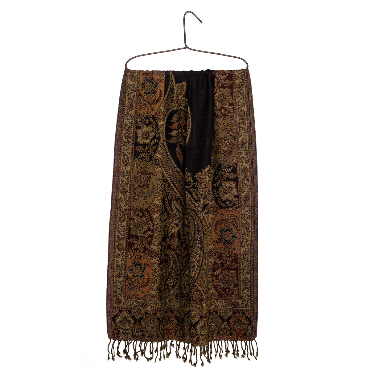 Eșarfă jamavar - lână 100%, 70x190 cm - multicolor negru