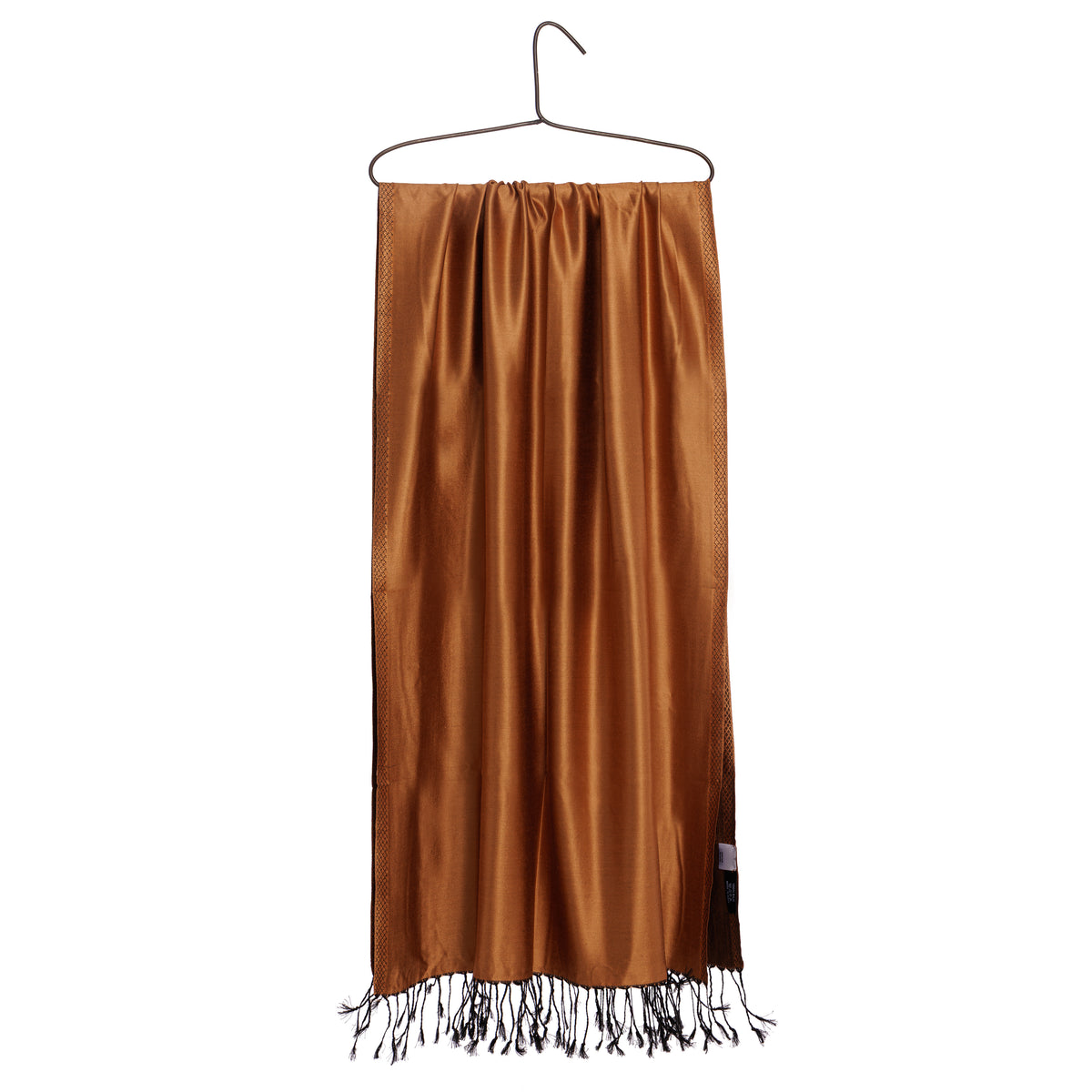 Eșarfă - satin de mătase 100%- reversibilă - 70x190 cm - caramel/maro