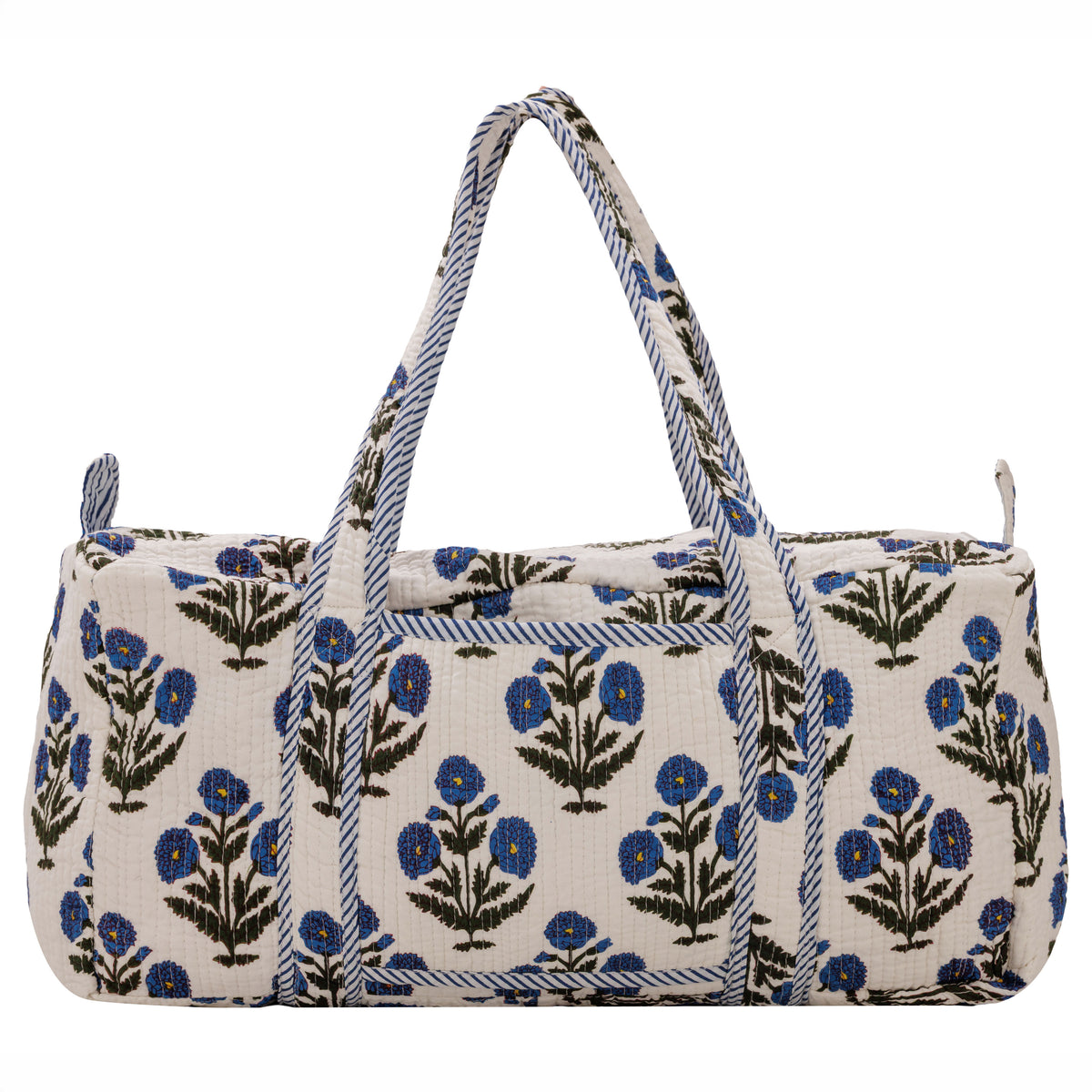 Geantă weekender - 100% bumbac - floral albastru-natur