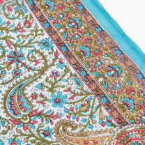 Scarf - 100% Silk - 92x92cm- Paisley Filigree Mint &amp; Turquoise