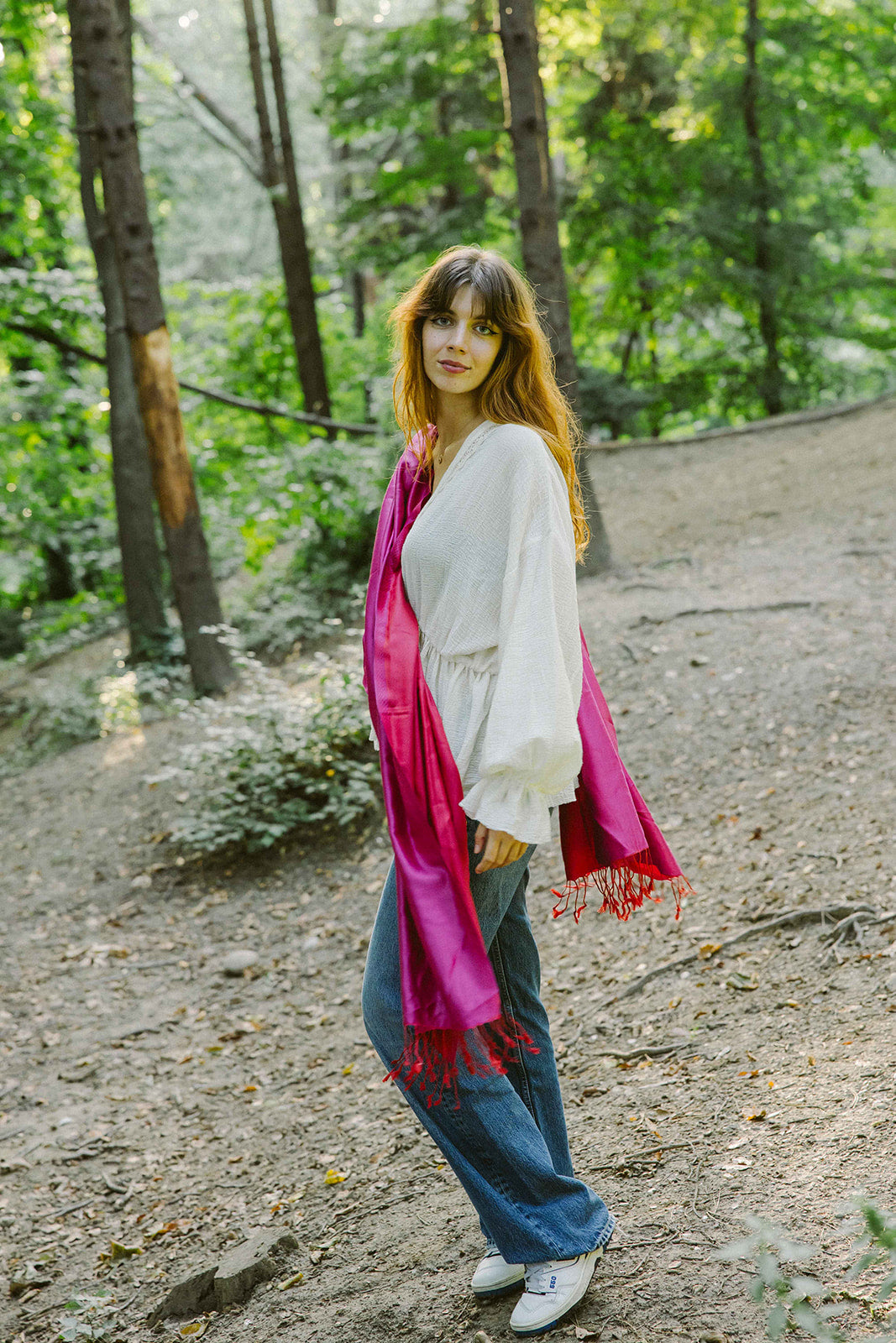 Scarf - 100% Satin Silk - Reversbale - 70x180cm -