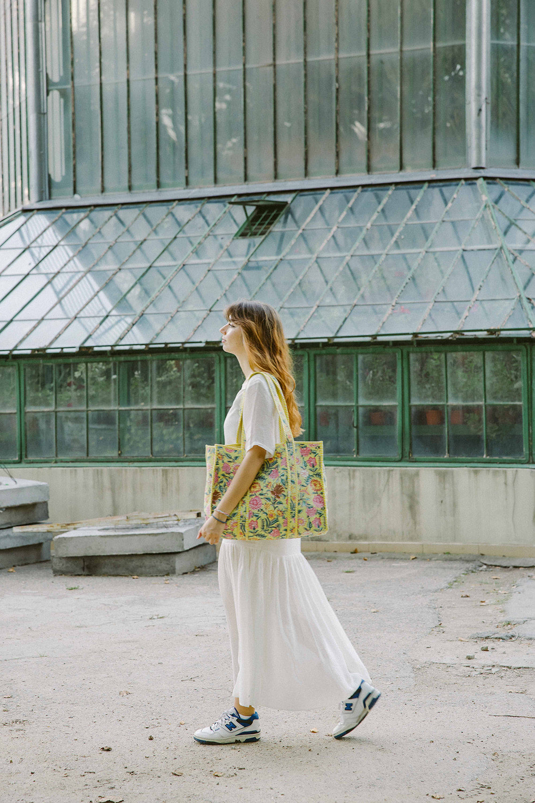 Geantă tote - 100% bumbac - floral galben