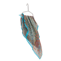 Scarf - 100% Silk - 92x92cm- Paisley Filigree Mint &amp; Turquoise