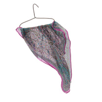Eșarfă - 100% Mătase - 92x92 - paisley-turcoaz-fucsia