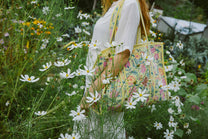 Geantă tote - 100% bumbac - floral galben