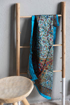 Scarf - 100% Silk - 92x92cm- Paisley Filigree Mint &amp; Turquoise