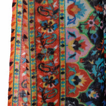 Eșarfă - lână 100% -  70x190 cm - negru/multicolor