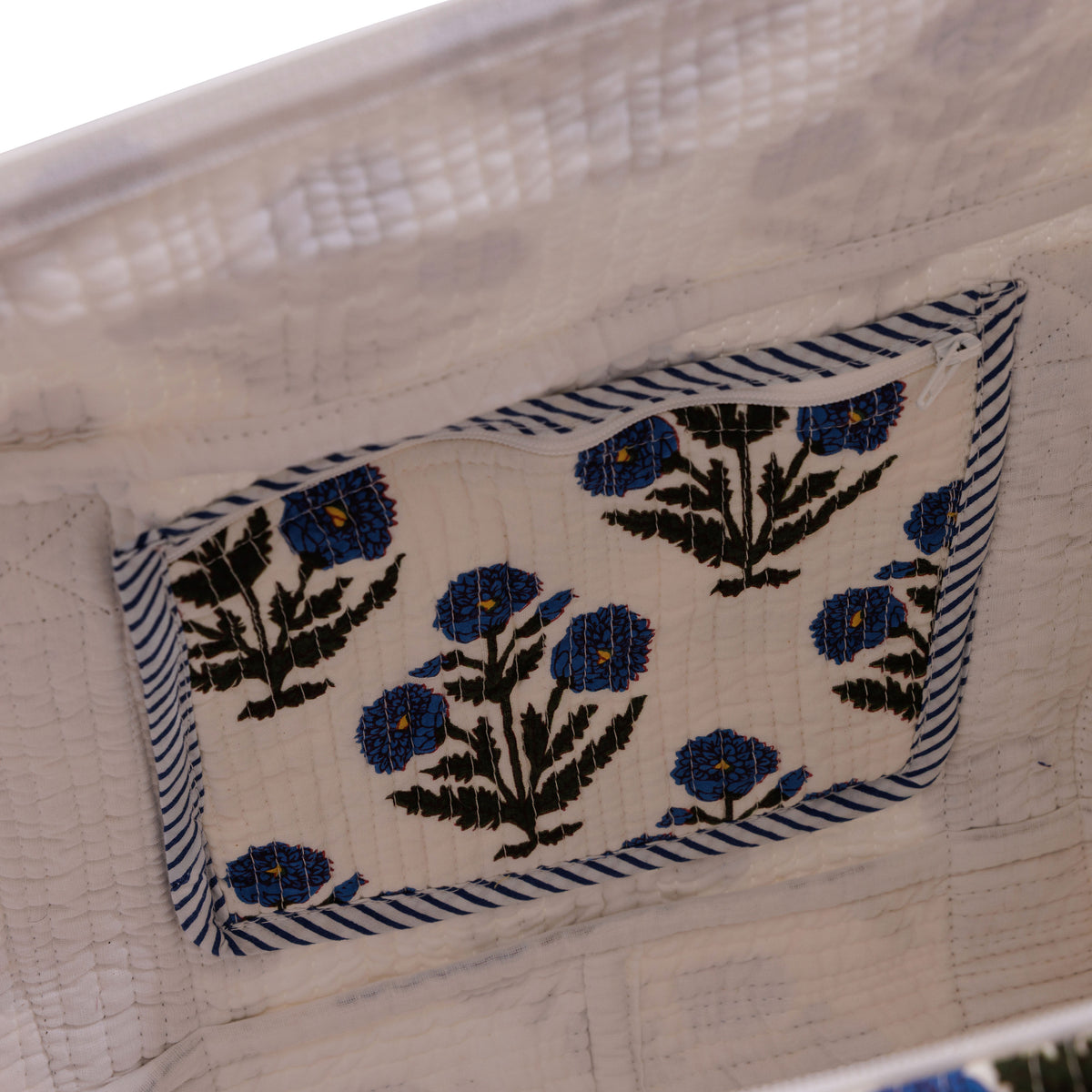 Geantă weekender - 100% bumbac - floral albastru-natur