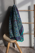 Eșarfă - 100% mătase - 92x92cm - paisley-verde-mov