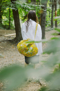 Weekender bag - 100% cotton - Botanical Rose Mustard Yellow