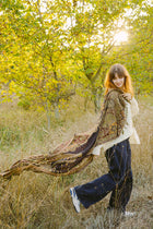Eșarfă jamavar - lână 100%, 70x190 cm - multicolor negru