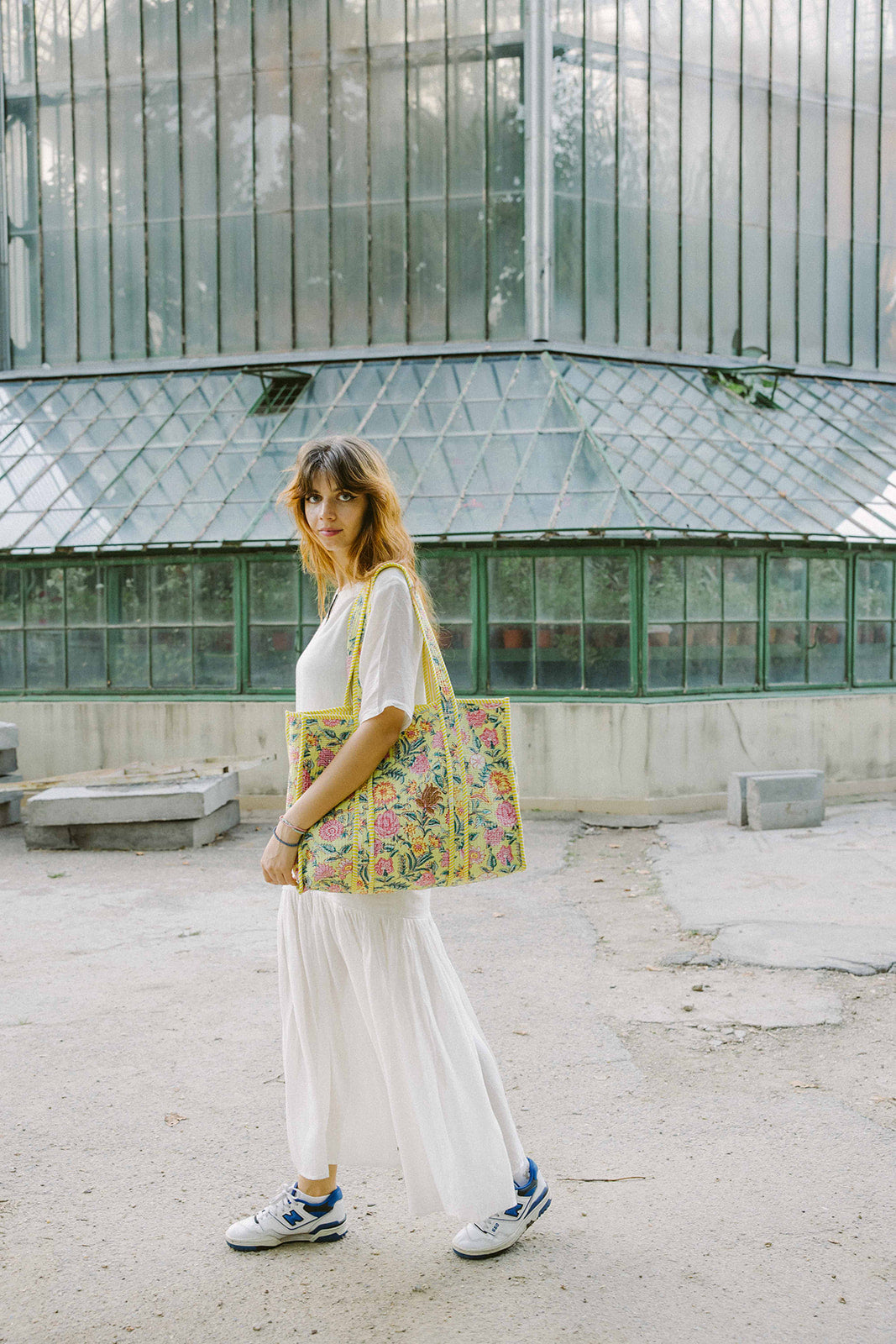 Geantă tote - 100% bumbac - floral galben