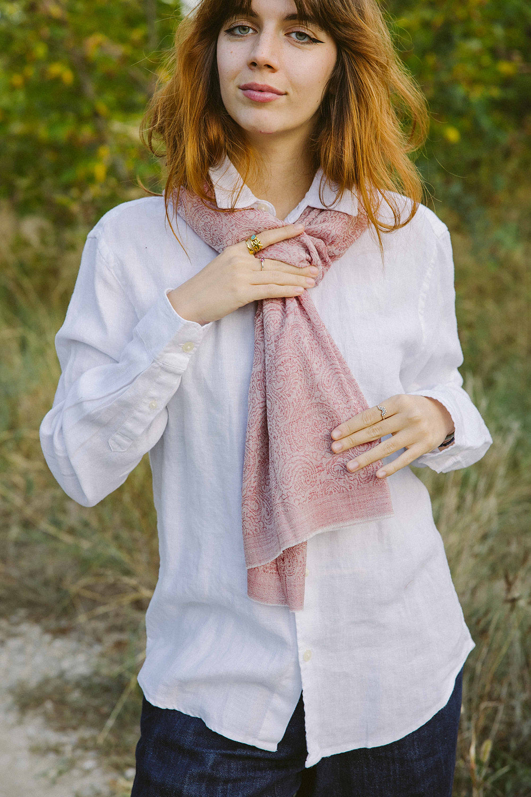 Scarf - Fine Wool/Silk - Jacuard - 70x200cm -
