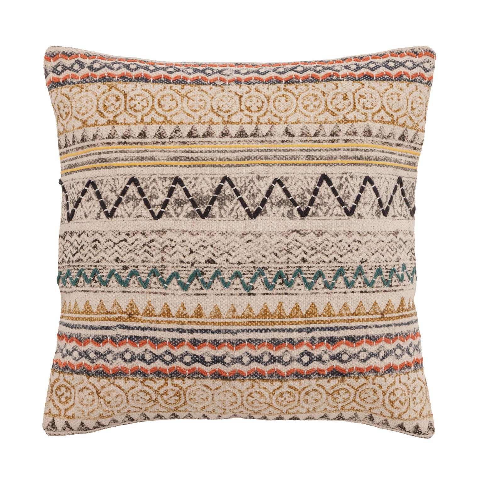 Husă de pernă decorativă - Țesută manual - 100% Bumbac - Model Tribal Zigzag (1)