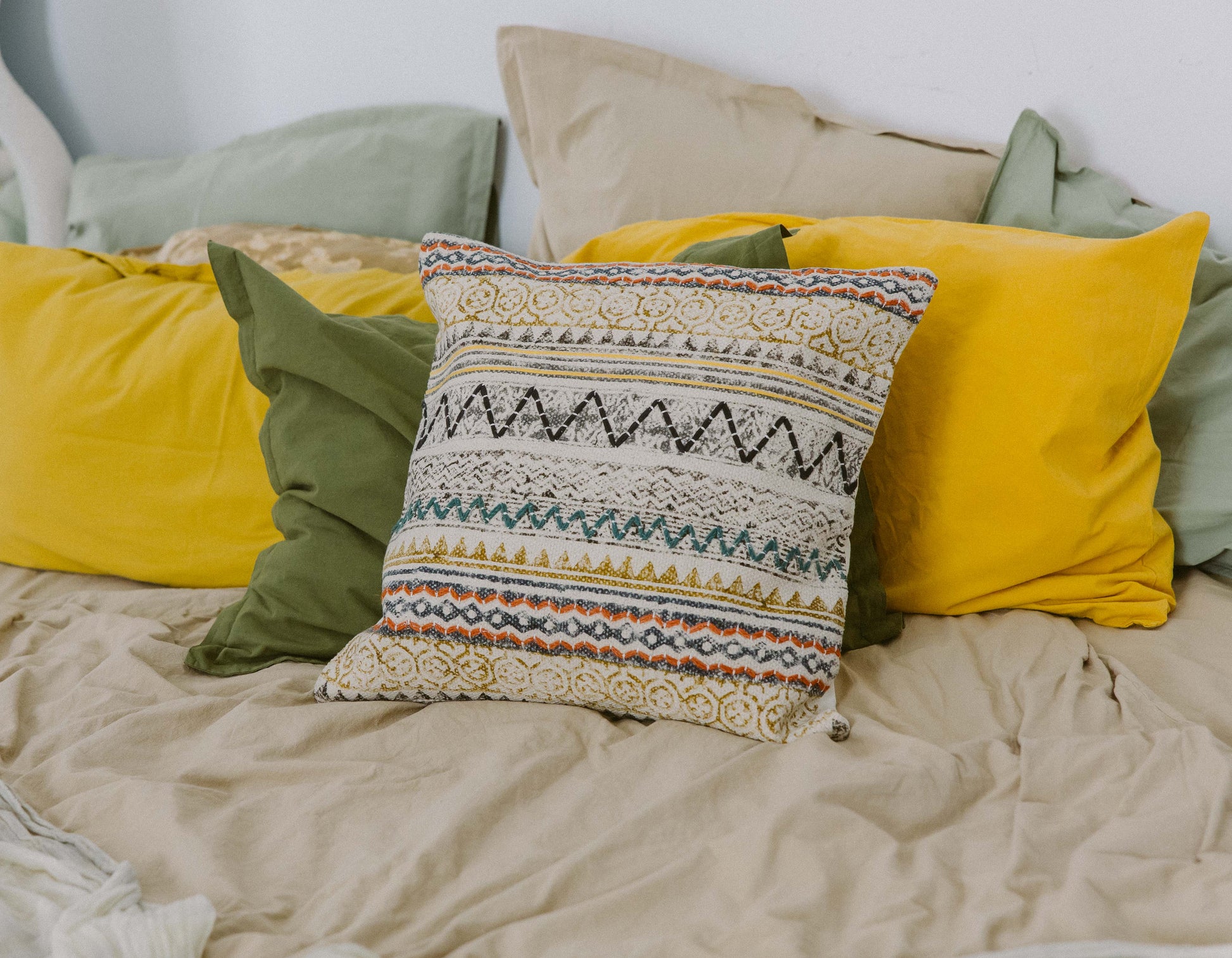 Husă de pernă decorativă - Țesută manual - 100% Bumbac - Model Tribal Zigzag (2)