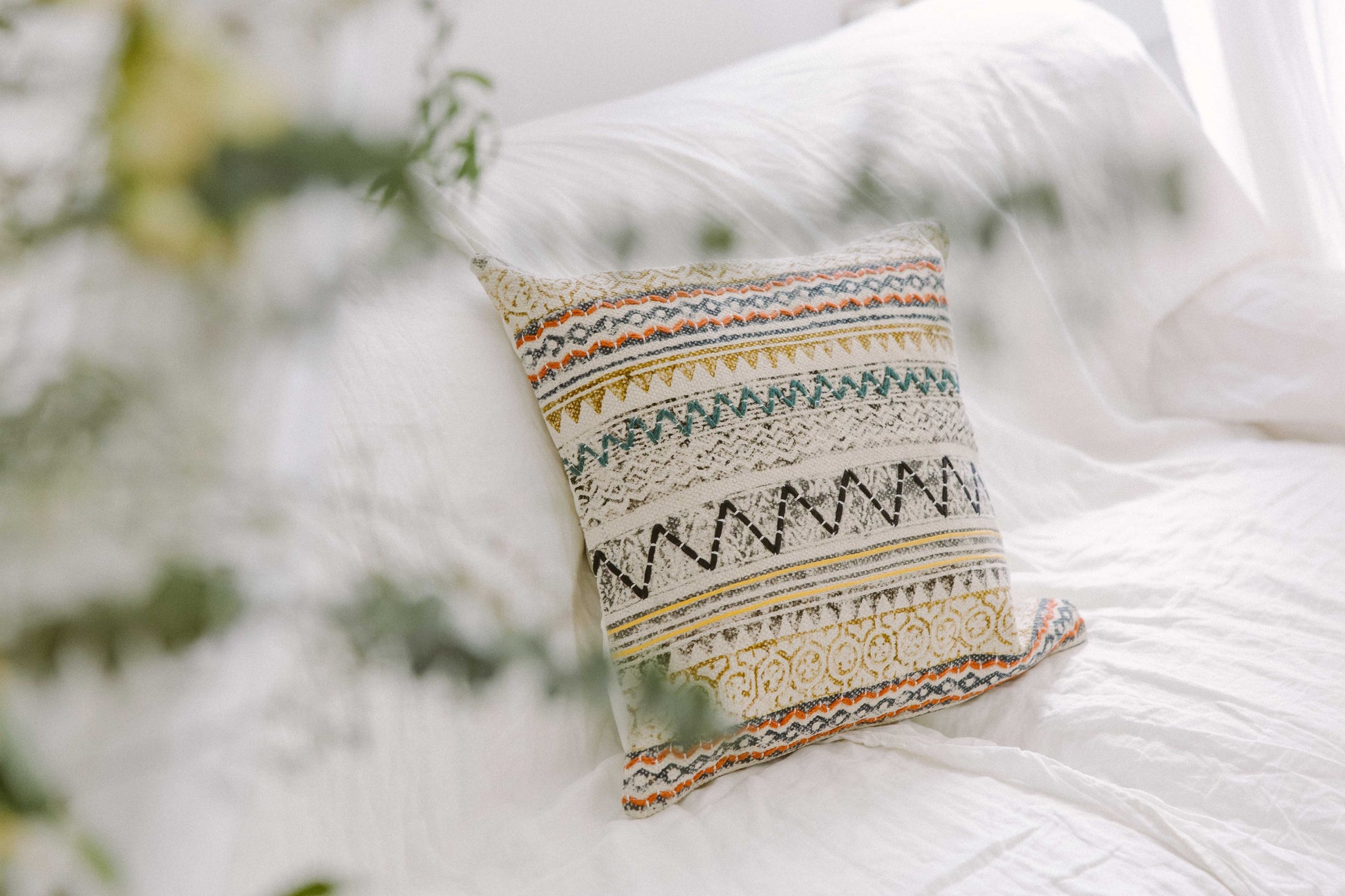 Husă de pernă decorativă - Țesută manual - 100% Bumbac - Model Tribal Zigzag (8)