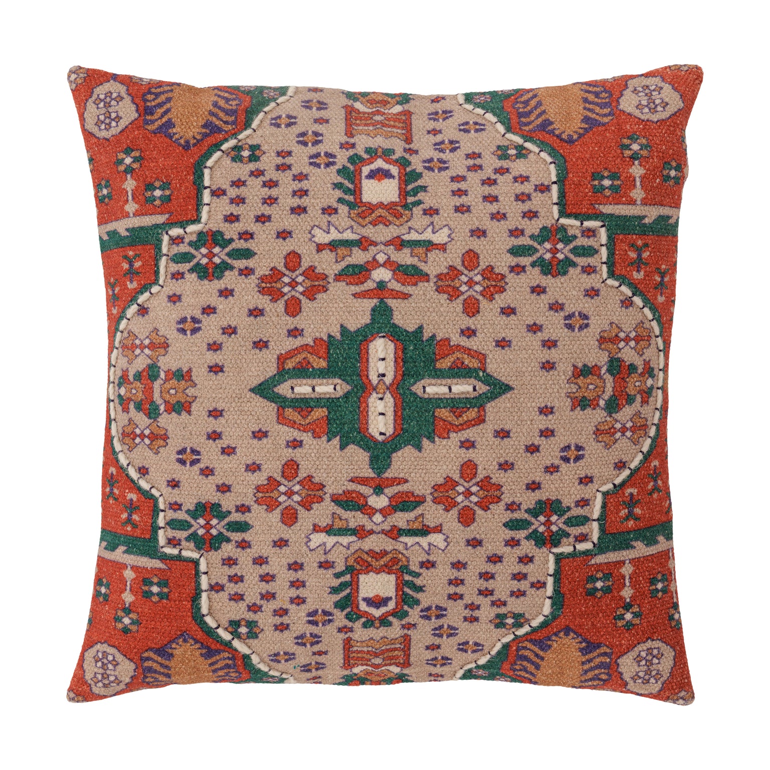 Husă de pernă decorativă - Țesută manual - 100% Bumbac - Model Medalion Vintage Persian (1)