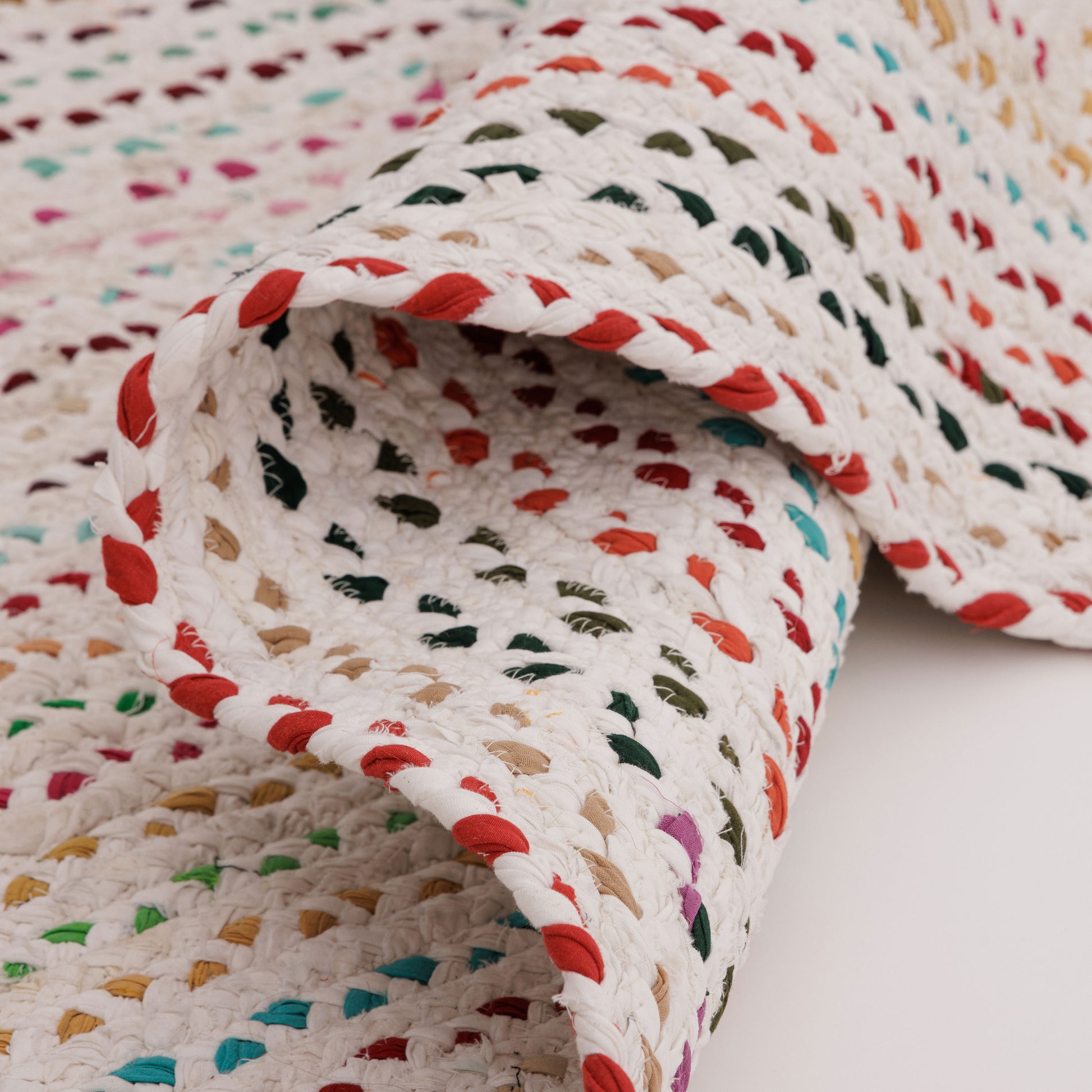 Covor - 100% Bumbac - Împletit manual - Multicolor Curcubeu Chindi (7)