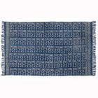 Covor - 100% Bumbac - Țesut manual și imprimat - Model Aztec Albastru Indigo (1)