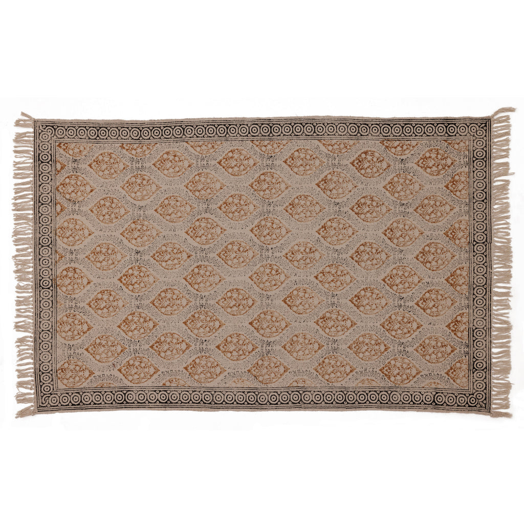 Covor - 100% Bumbac - Țesut manual și imprimat - Medalion Paisley Teracotă (1)