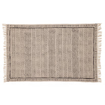 Covor - 100% Bumbac - Țesut manual și imprimat - Panouri Zigzag Cărbune (1)