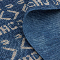 Covor - 100% Bumbac - Țesut manual și imprimat - Model Aztec Albastru Indigo (7)