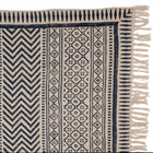 Covor - 100% Bumbac - Țesut manual și imprimat - Panouri Zigzag Albastru Indigo (3)