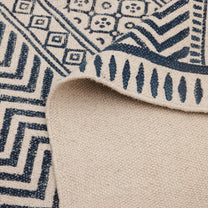 Covor - 100% Bumbac - Țesut manual și imprimat - Panouri Zigzag Albastru Indigo (9)
