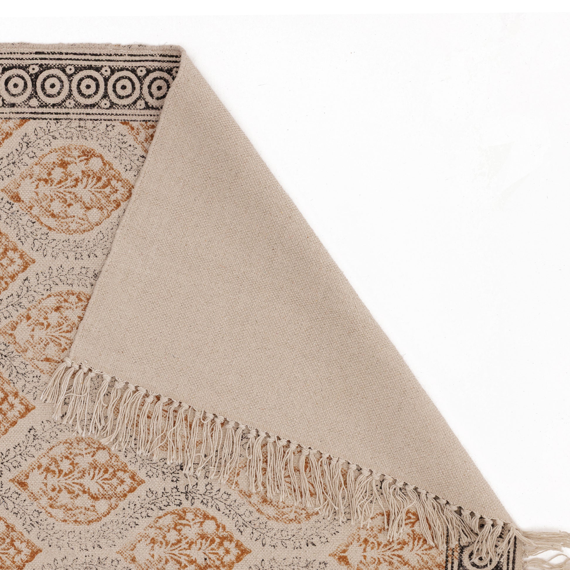 Covor - 100% Bumbac - Țesut manual și imprimat - Medalion Paisley Teracotă (5)
