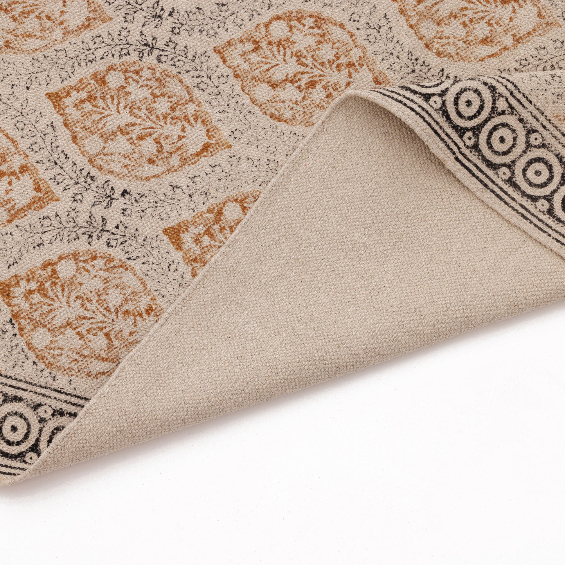 Covor - 100% Bumbac - Țesut manual și imprimat - Medalion Paisley Teracotă (7)