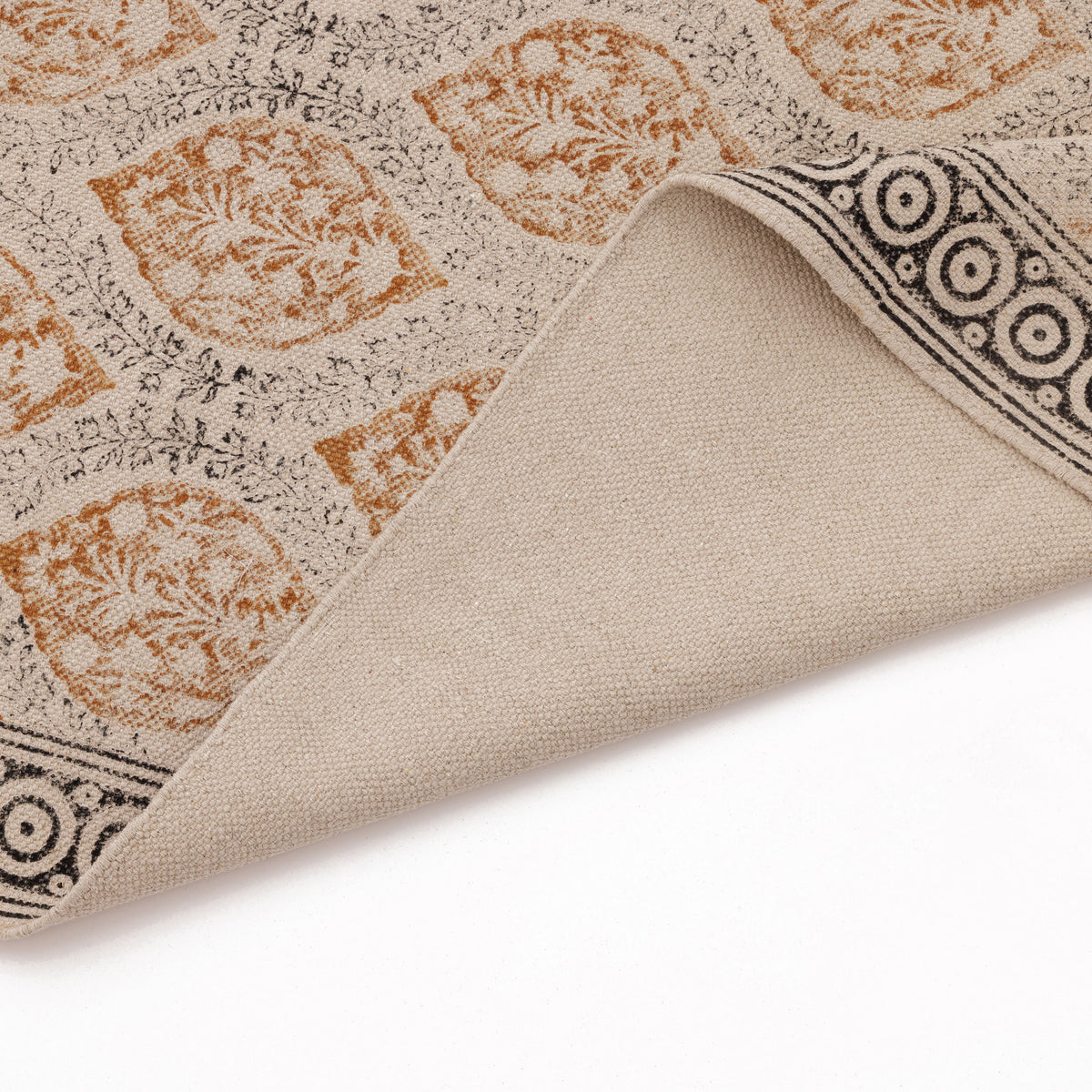 Covor - 100% Bumbac - Țesut manual și imprimat - Medalion Paisley Teracotă (7)