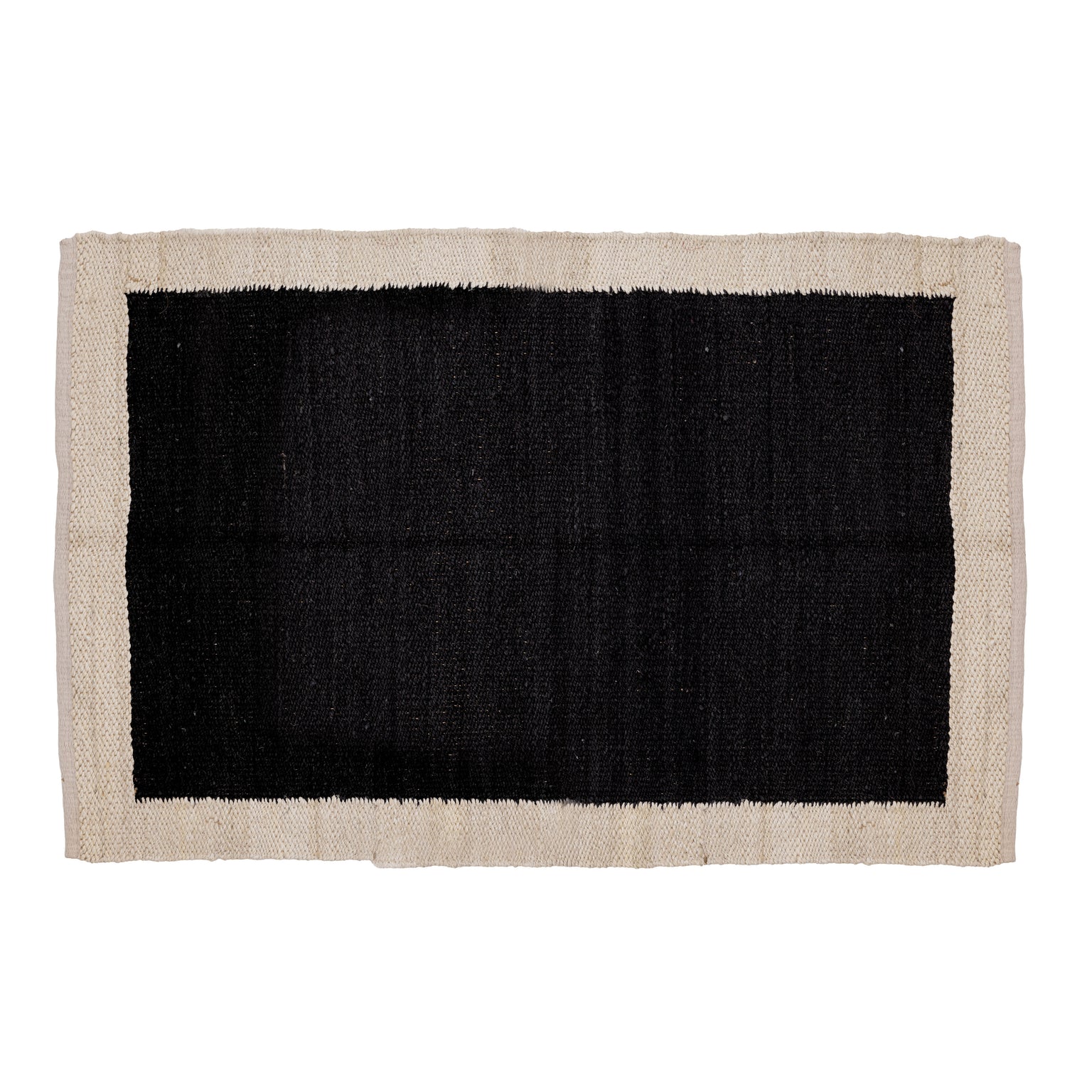 Covor - 100% Iută - Țesut manual - Chenar Alb-Negru (1)