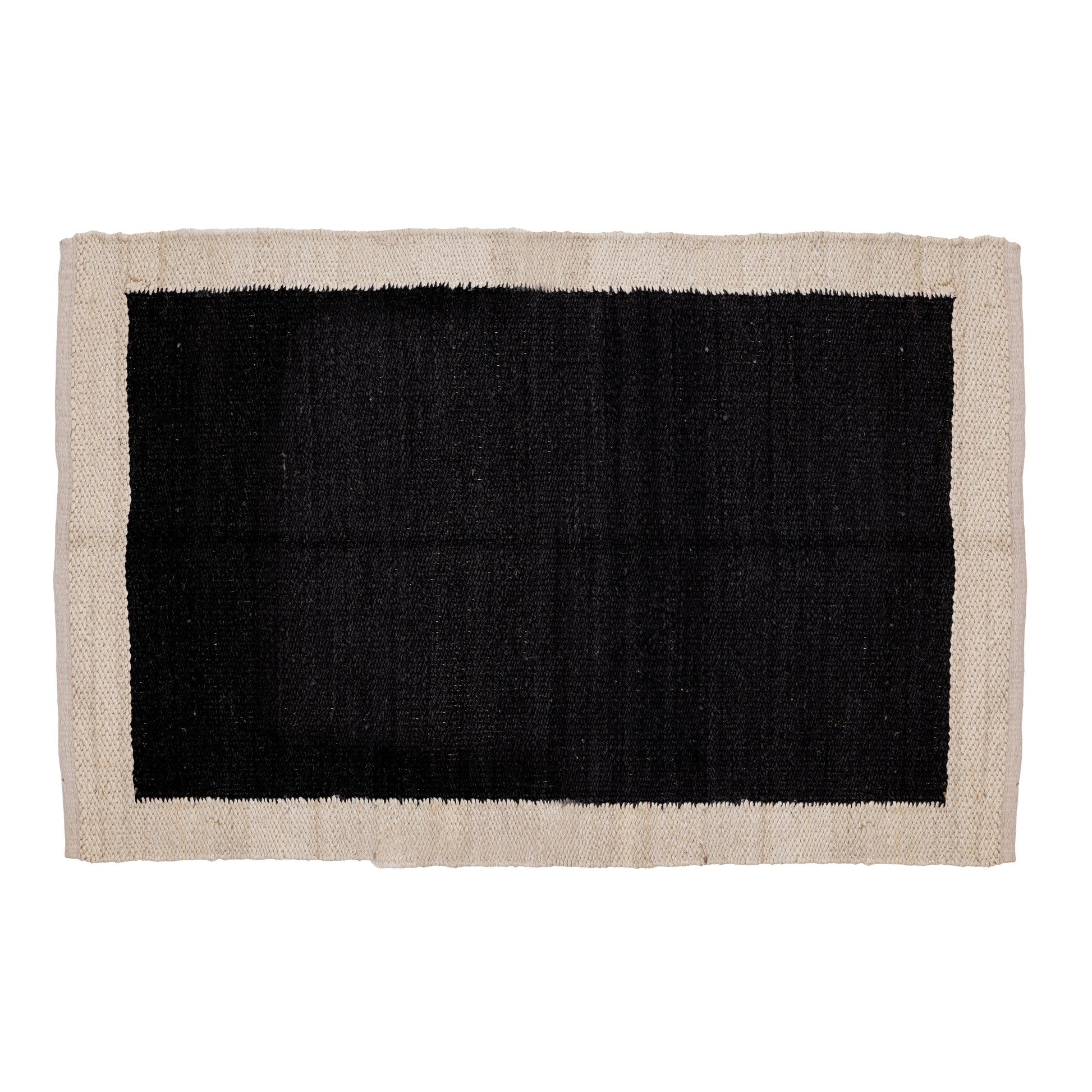 Covor - 100% Iută - Țesut manual - Chenar Alb-Negru (1)