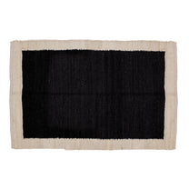 Covor - 100% Iută - Țesut manual - Chenar Alb-Negru (1)