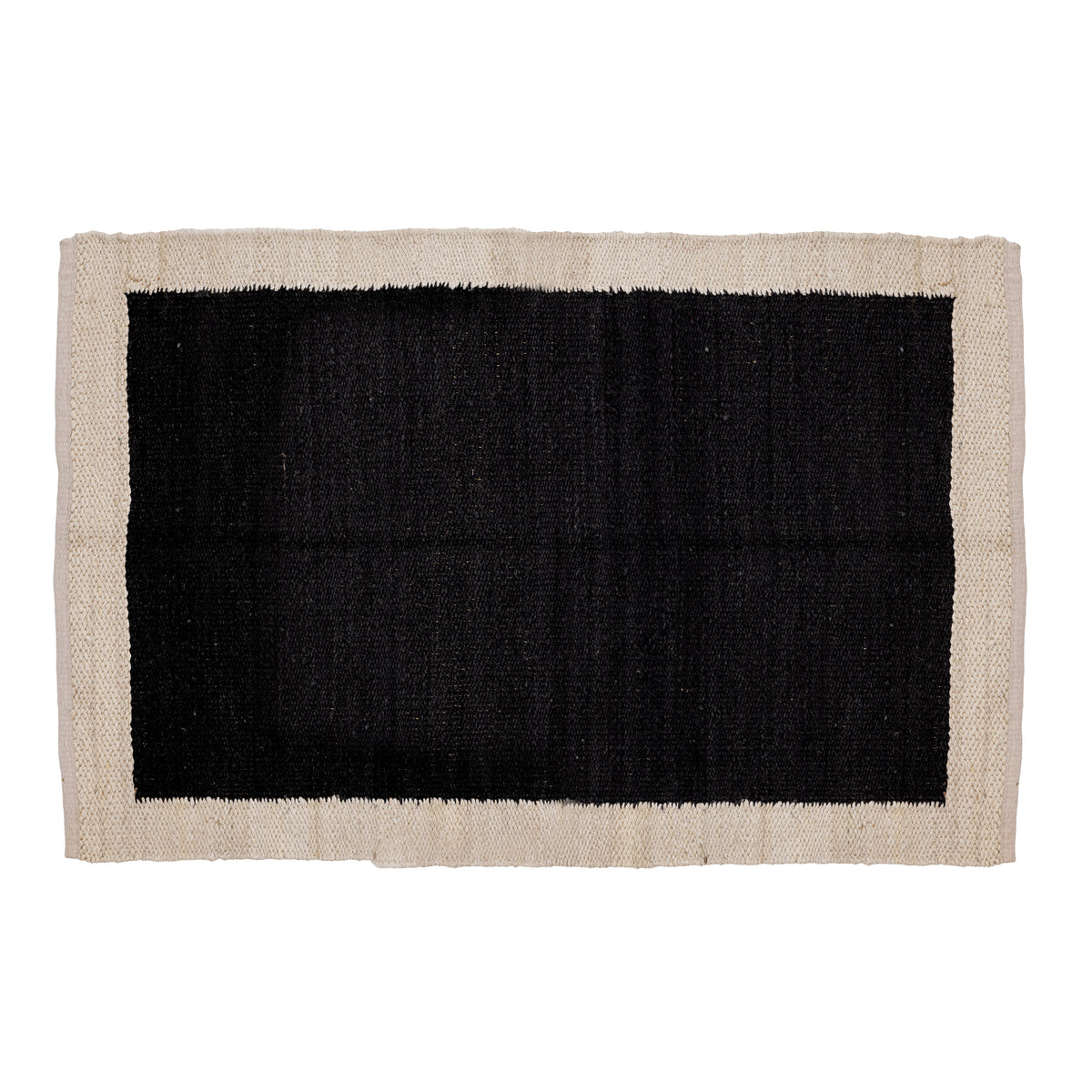 Covor - 100% Iută - Țesut manual - Chenar Alb-Negru (1)