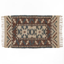 Covor - 100% Iută - Țesut manual - Kilim Tribal Teracotă și Bleu (1)