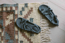 Covor - 100% Iută - Țesut manual - Kilim Tribal Teracotă și Bleu (2)