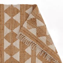 Covor - Iută/Bumbac - Țesut manual - Model Tribal Geometric Crem-Natur (3)