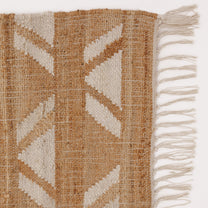 Covor - Iută/Bumbac - Țesut manual - Model Tribal Geometric Crem-Natur (5)