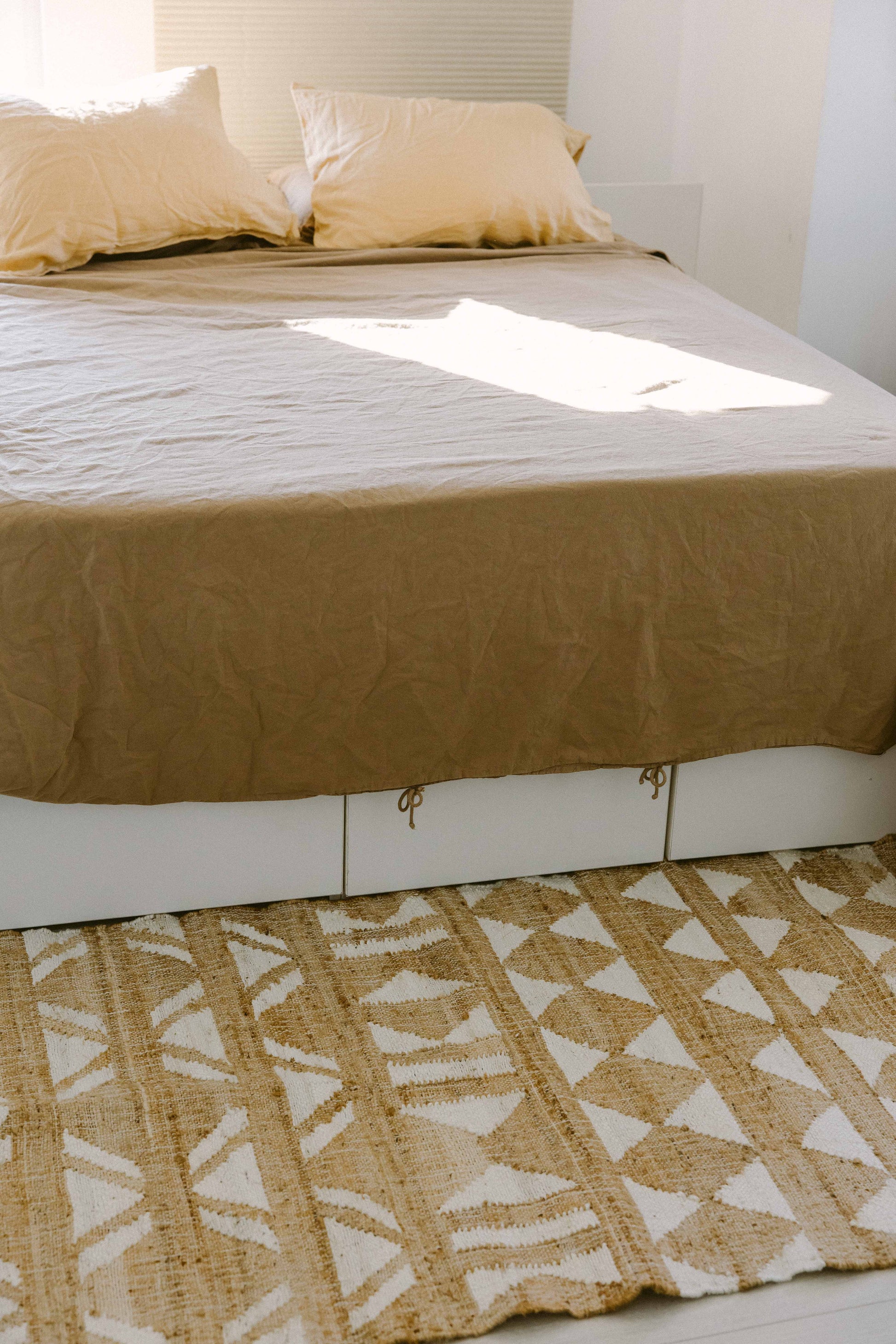 Covor - Iută/Bumbac - Țesut manual - Model Tribal Geometric Crem-Natur (10)