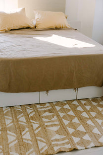 Covor - Iută/Bumbac - Țesut manual - Model Tribal Geometric Crem-Natur (10)