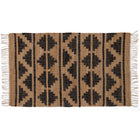 Covor - Iută/Bumbac - Țesut manual - Model Aztec și Romburi Negru-Natur (1)