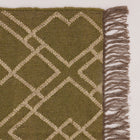 Covor - 100% Lână - Țesut manual - Grilă Geometrică Verde Măsliniu (3)