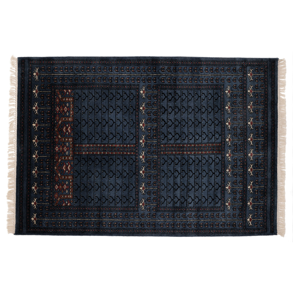 Covor Lână Merinos Înnoat Manual – Hachli Ensi Indigo (1)