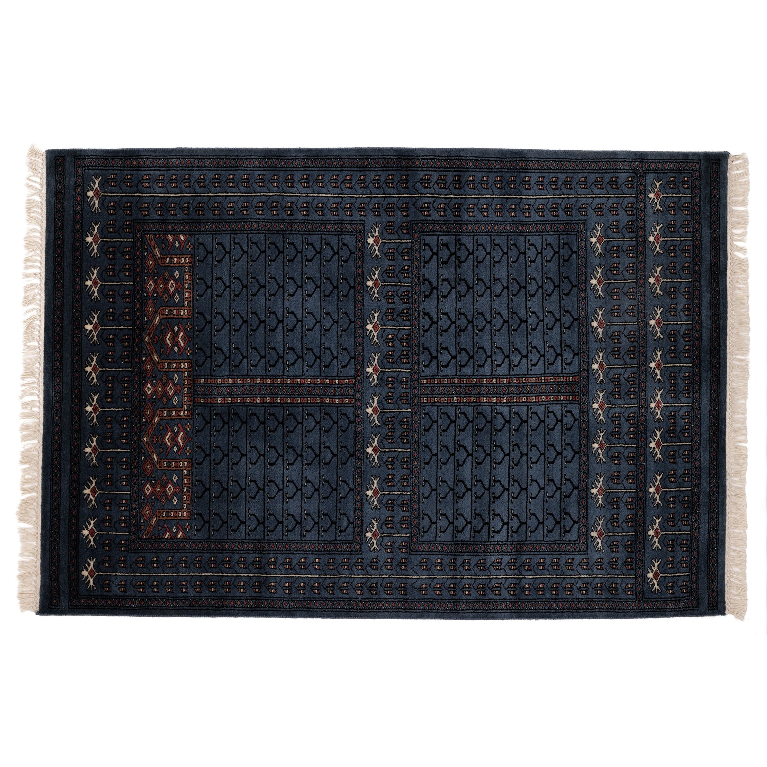 Covor Lână Merinos Înnoat Manual – Hachli Ensi Indigo (1)