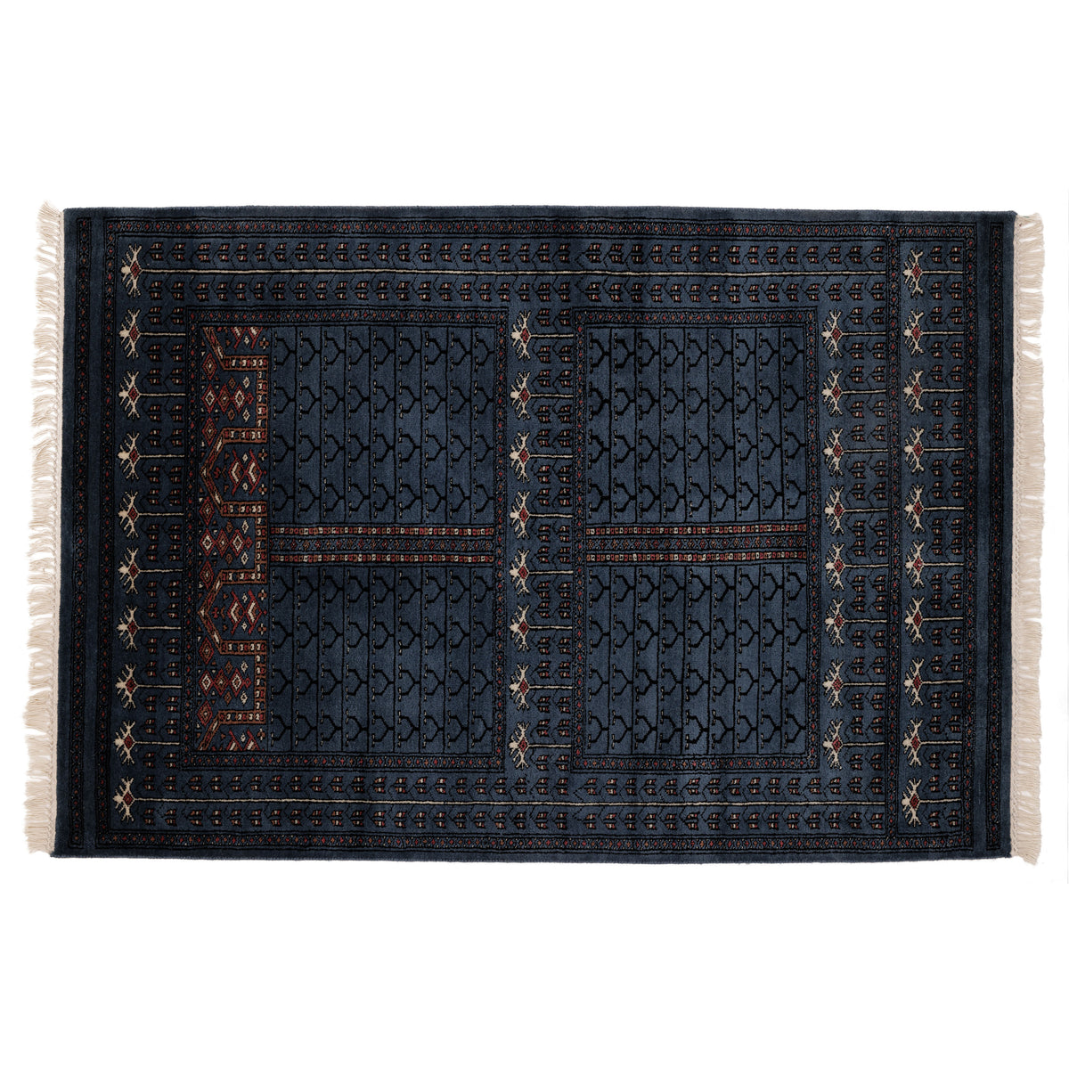Covor Lână Merinos Înnoat Manual – Hachli Ensi Indigo (1)