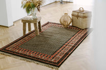 Covor Lână Merinos Înnoat Manual – Geometric Tribal Negru-Teracotă (4)