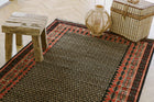 Covor Lână Merinos Înnoat Manual – Geometric Tribal Negru-Teracotă (6)